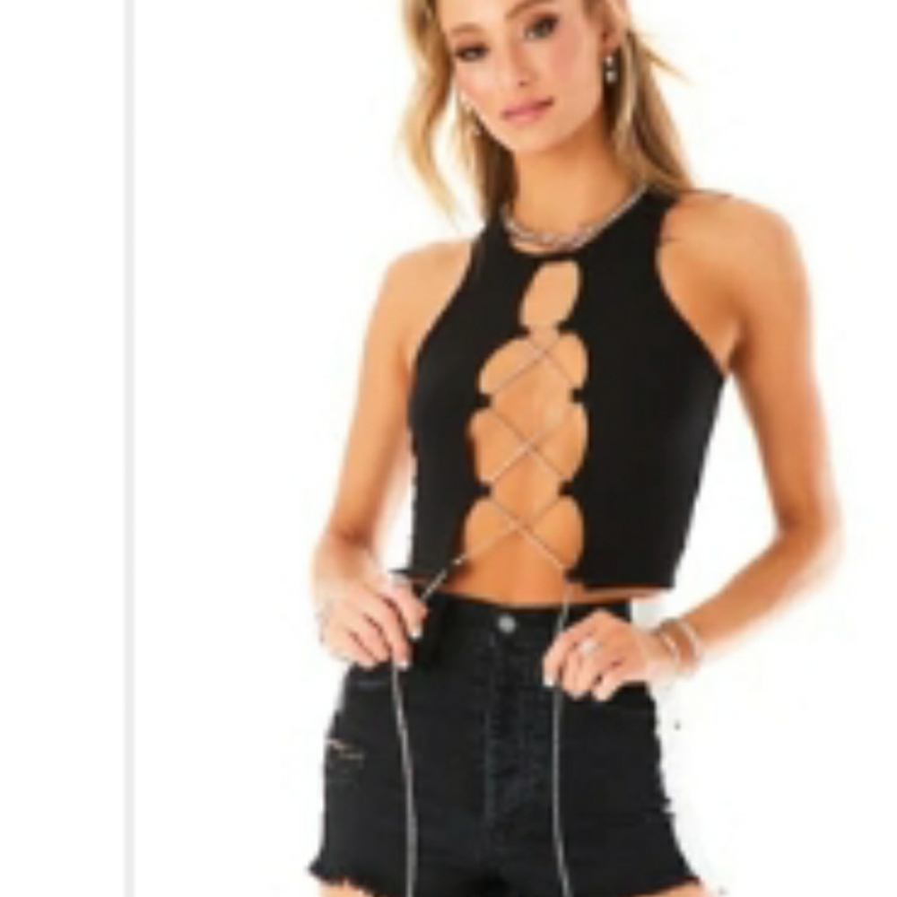 Sexy black chain top